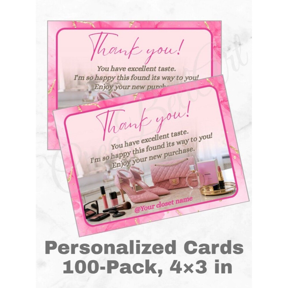 100 Personalized Makeup Thank You Cards Small Business, 4×3 in